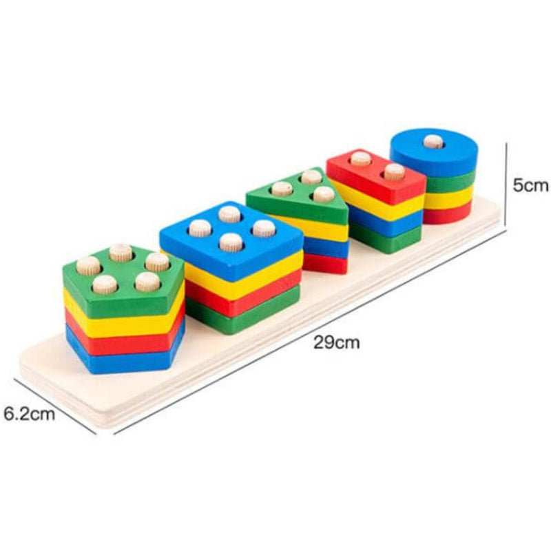 Brinquedo Educativo De Aprendizado Encaixe Geométrico Montessori em Madeira